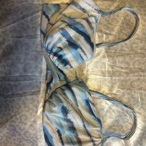 Blue and White Tie-Dye Bikini Top